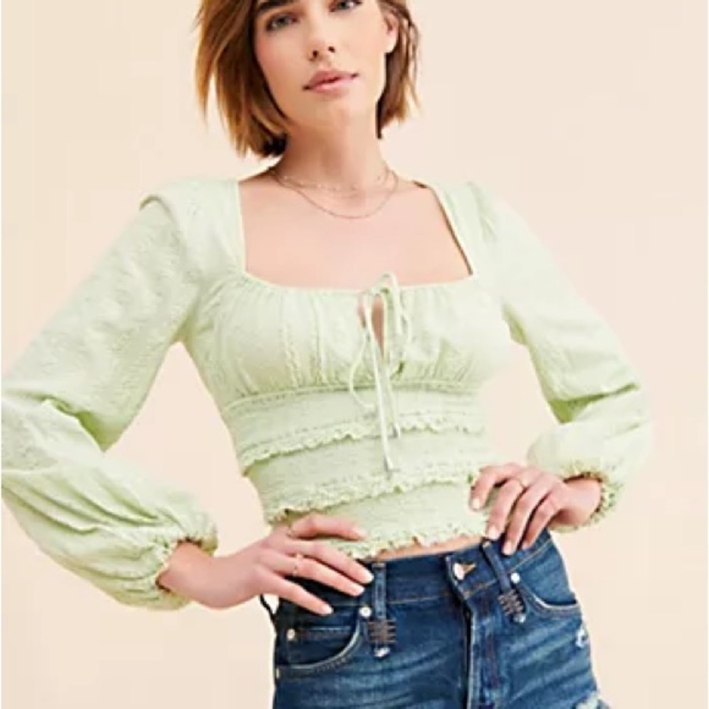 Free People Lolita Peasant Top in Seafoam Green - Picture 8 of 8
